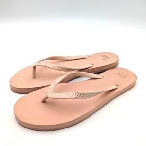 Stuart Weitzman Embossed Flip Flop Sandals Women's Pink Size US10 EU41